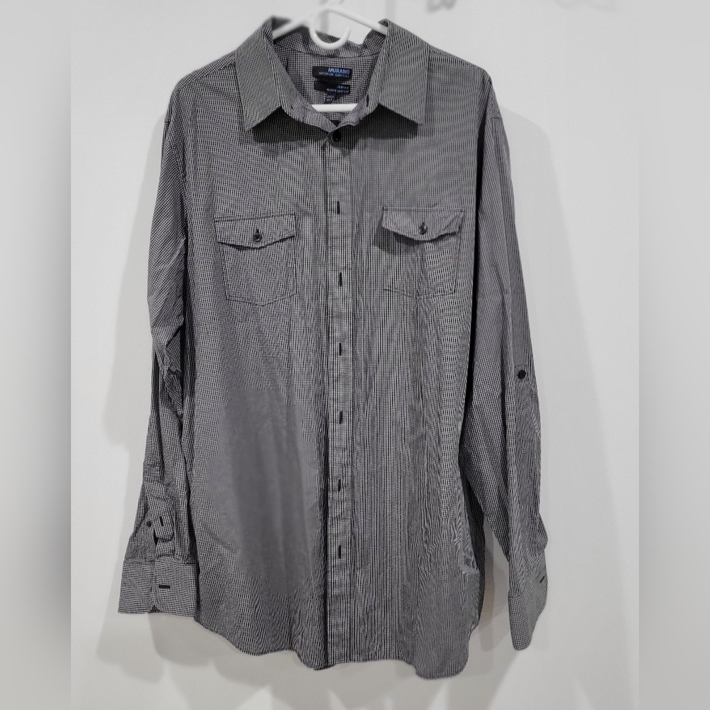 Murano Black and White Checkered Casual Button Down Shirt / Size XLT